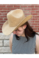 Fame Accessories Straw Braided Cowboy Hat (Tan)