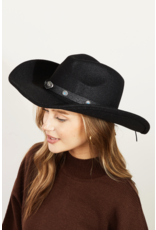 Fame Accessories Studded Ribbon Strap Western Cowboy Hat (Black)