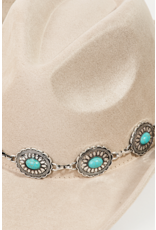 Fame Accessories Turquoise Oval Stone Strap Cowboy Hat (Taupe)