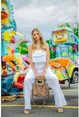 Astrid Astrid - Eyelet Off the Shoulder Jumpsuit (White)