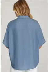 She + Sky Drop Sleeve Denim Surplice Top