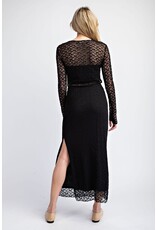 ee:some Lace Side Slit Maxi Skirt (Black)