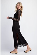 ee:some Lace Side Slit Maxi Skirt (Black)
