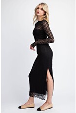 ee:some Lace Side Slit Maxi Skirt (Black)