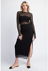 ee:some Lace Side Slit Maxi Skirt (Black)