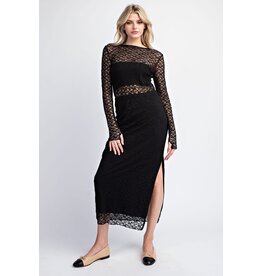 ee:some Lace Side Slit Maxi Skirt (Black)