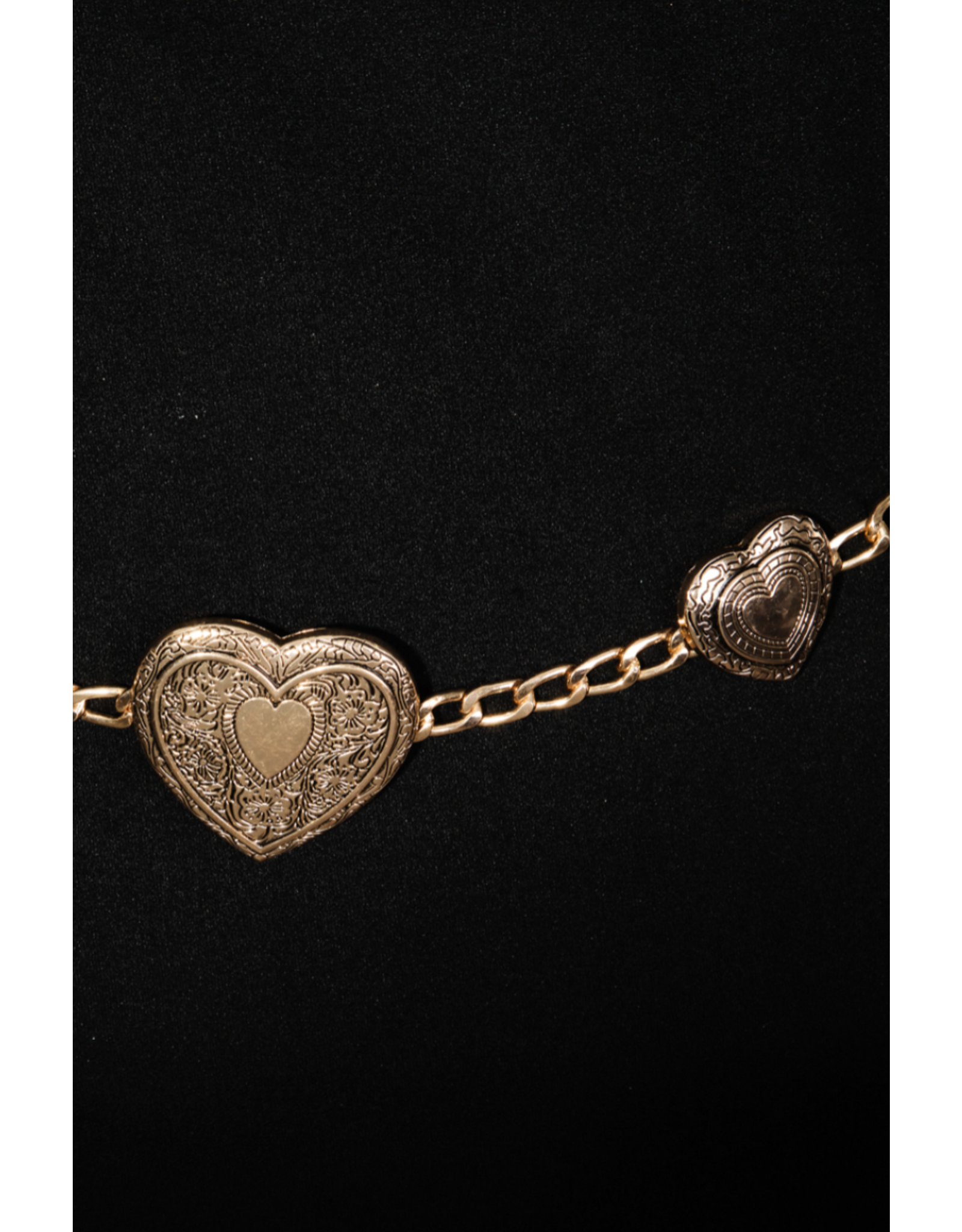 Fame Accessories Engraved Heart Link Chain Belt (Gold)