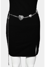 Fame Accessories Engraved Heart Link Chain Belt (Silver)