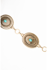 Fame Accessories Ornate Concho Disc Chain Belt (Gold)