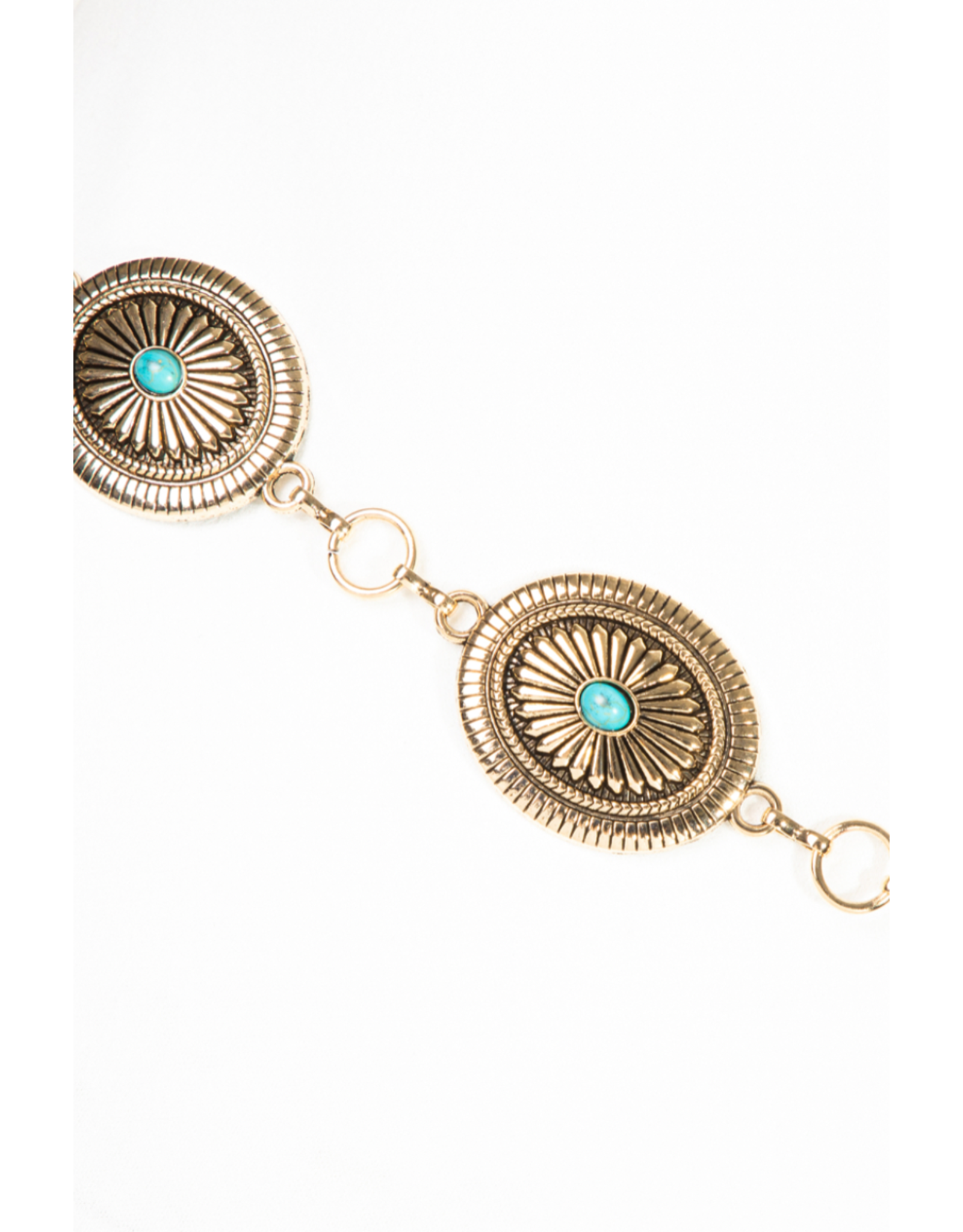 Fame Accessories Ornate Concho Disc Chain Belt (Gold)