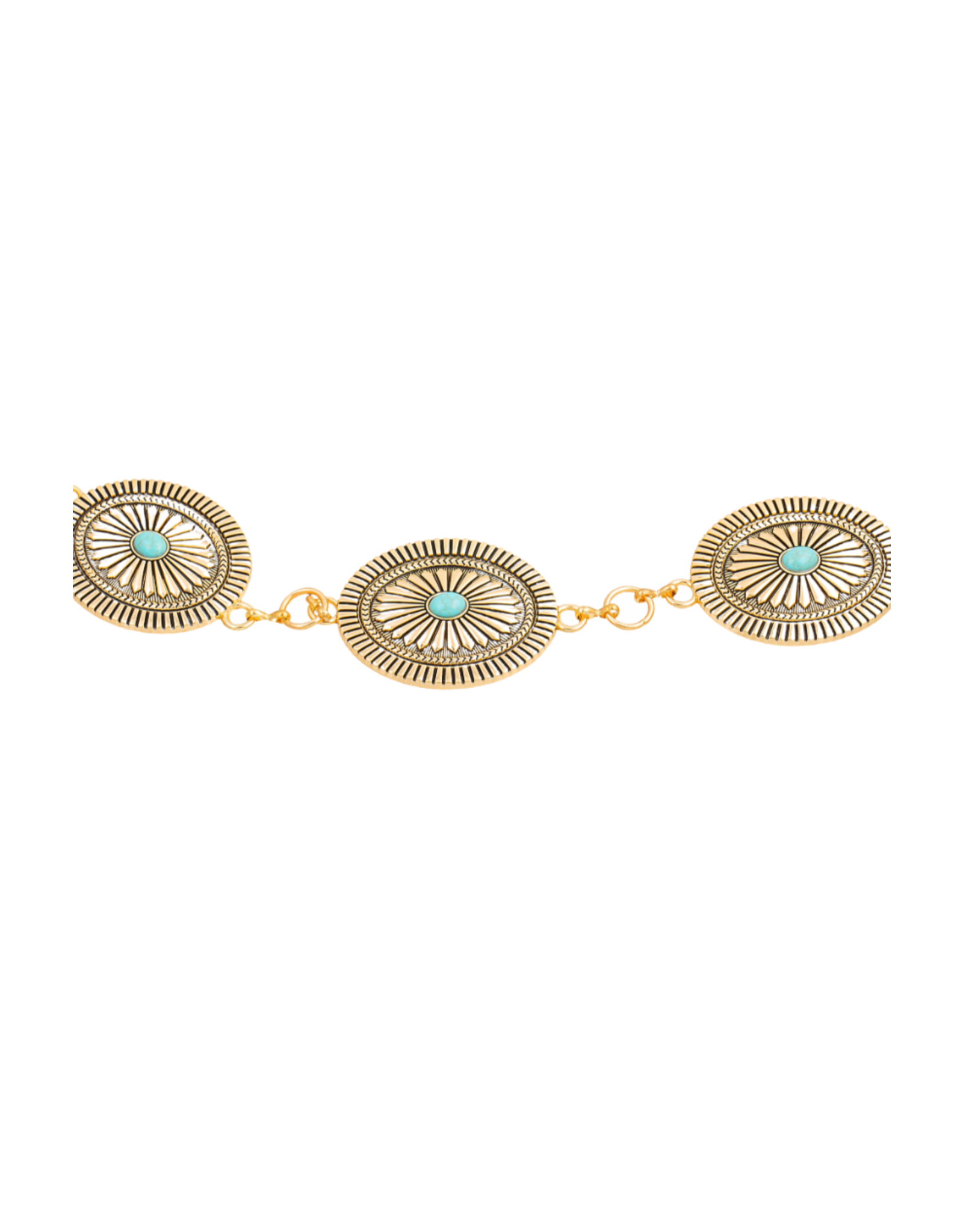 Fame Accessories Ornate Concho Disc Chain Belt (Gold)