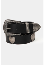 Fame Accessories Western Etched Flower Heart Faux Leather Belt (Black)