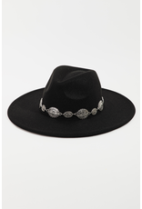 Fame Accessories Oval Coin Chain Fedora Hat (Black)