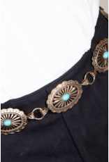 Fame Accessories Ornate Metallic Concho Oval Chain Belt (Gold)