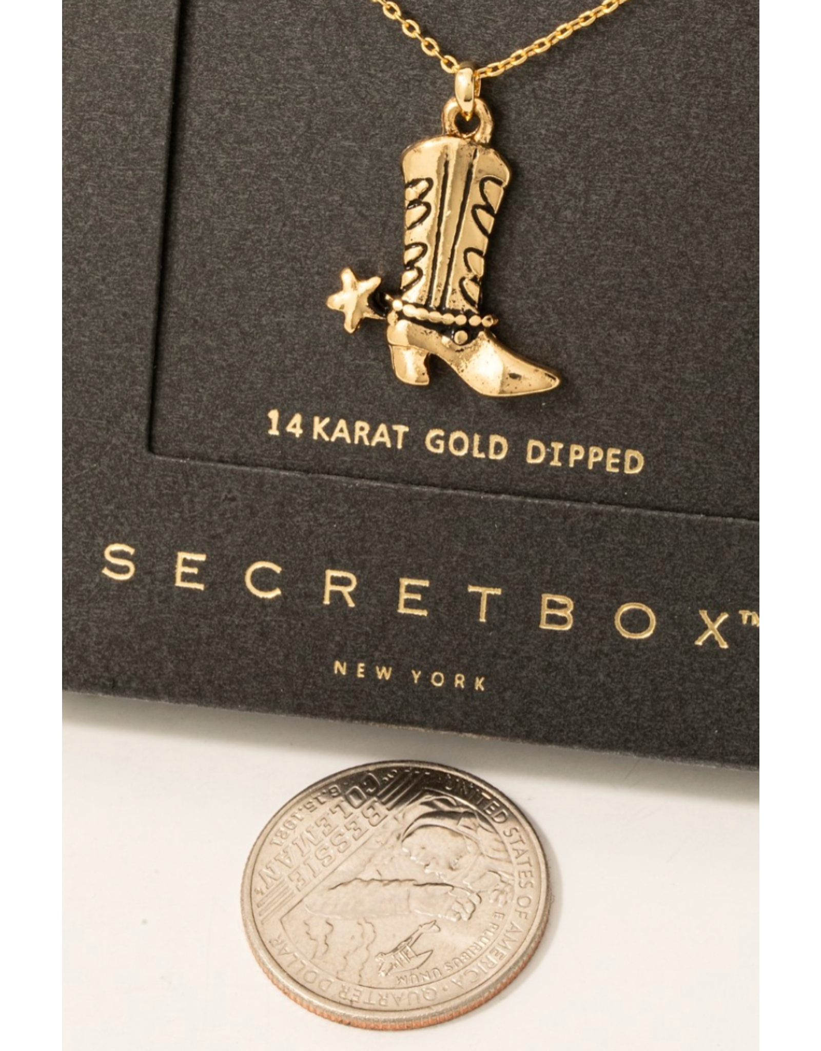 Fame Accessories Gold Dipped Western Cowboy Boots Necklace (14K Gold Dipped)
