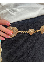 Fame Accessories Engraved Heart Link Chain Belt (Gold)