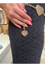 Fame Accessories Engraved Heart Link Chain Belt (Gold)