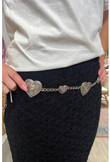 Fame Accessories Engraved Heart Link Chain Belt (Silver)