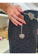 Fame Accessories Engraved Heart Link Chain Belt (Silver)