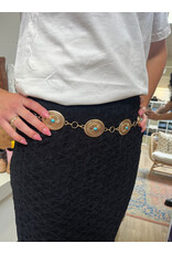 Fame Accessories Ornate Concho Disc Chain Belt (Gold)