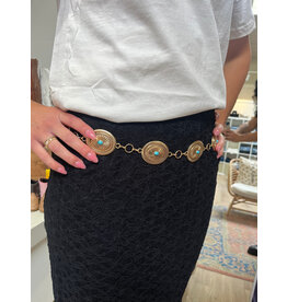 Fame Accessories Ornate Concho Disc Chain Belt (Gold)