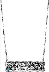 Blandice Chain necklace with rectangular silver and turquoise pendant