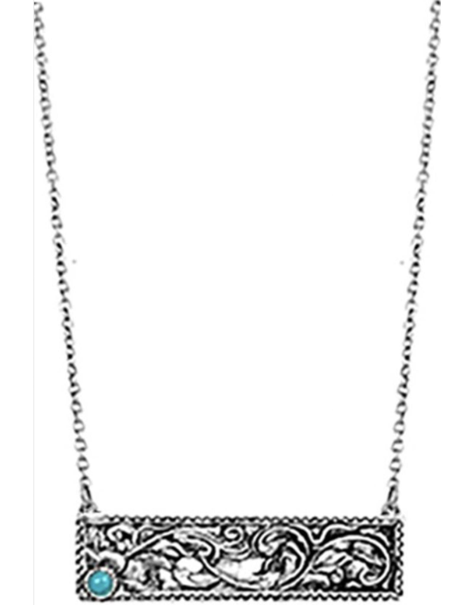 Blandice Chain necklace with rectangular silver and turquoise pendant