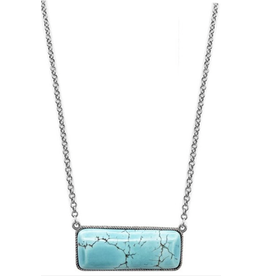 Blandice Silver necklace with rectangular turquoise pendant