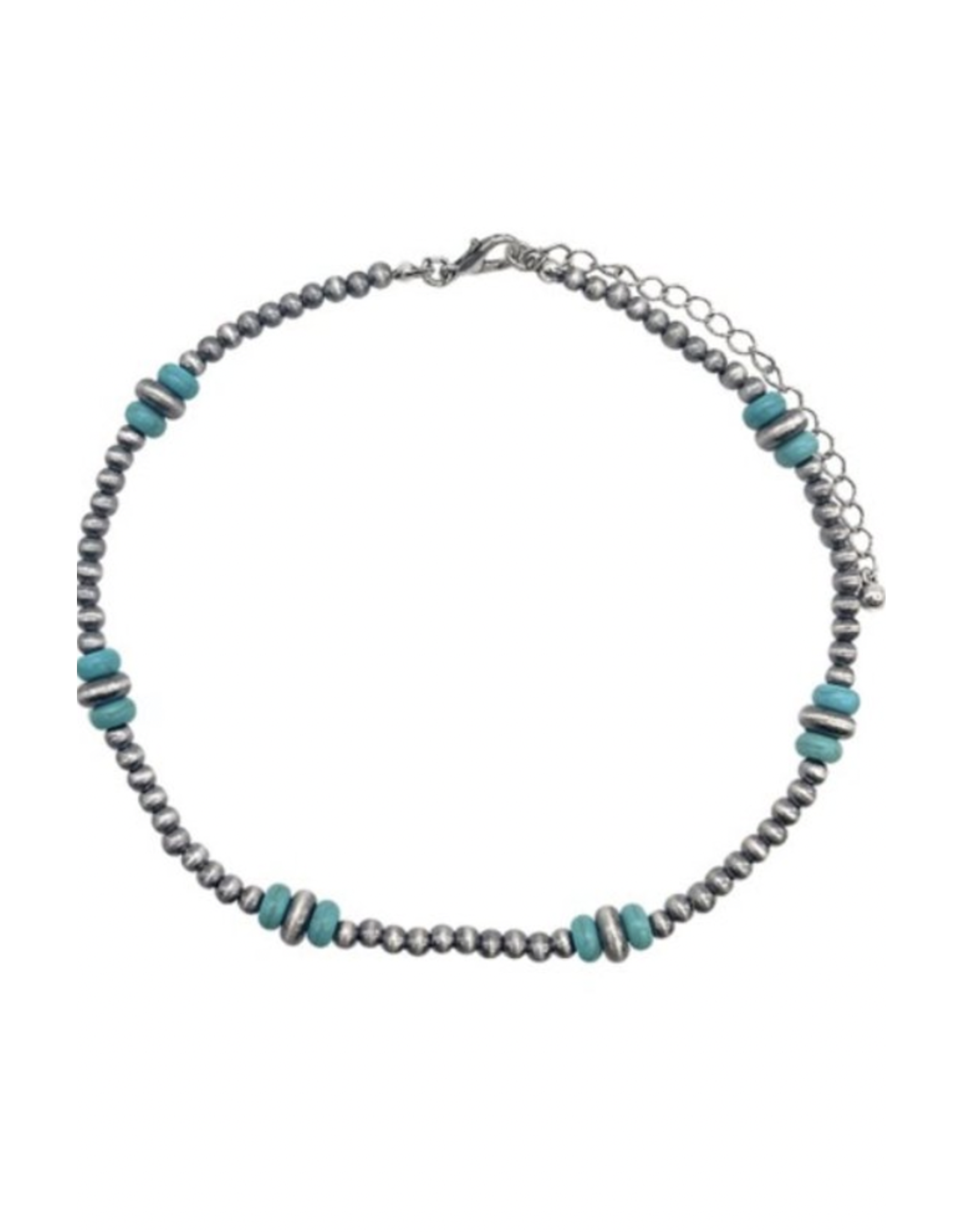 Blandice Silver and turquoise beaded choker length necklace
