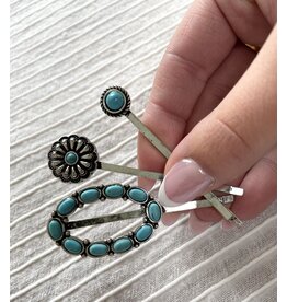 Blandice Silver and turquoise hair accessories