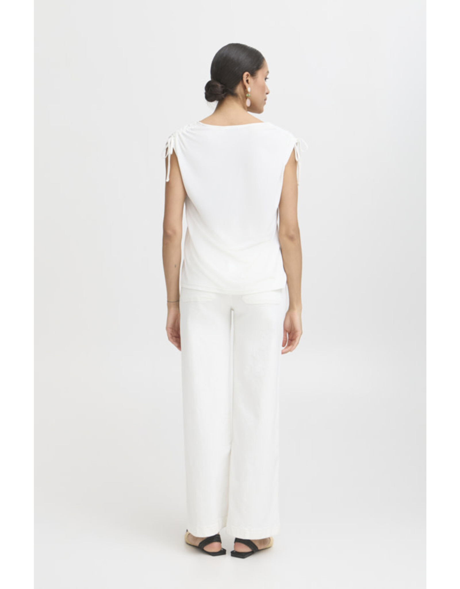 b.young b.young - Perl V Neck Tee with Shoulder Ties (Marshmallow)