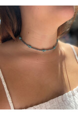 Blandice Silver and turquoise beaded choker length necklace