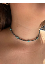 Blandice Silver and turquoise beaded choker length necklace