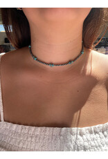 Blandice Silver and turquoise beaded choker length necklace