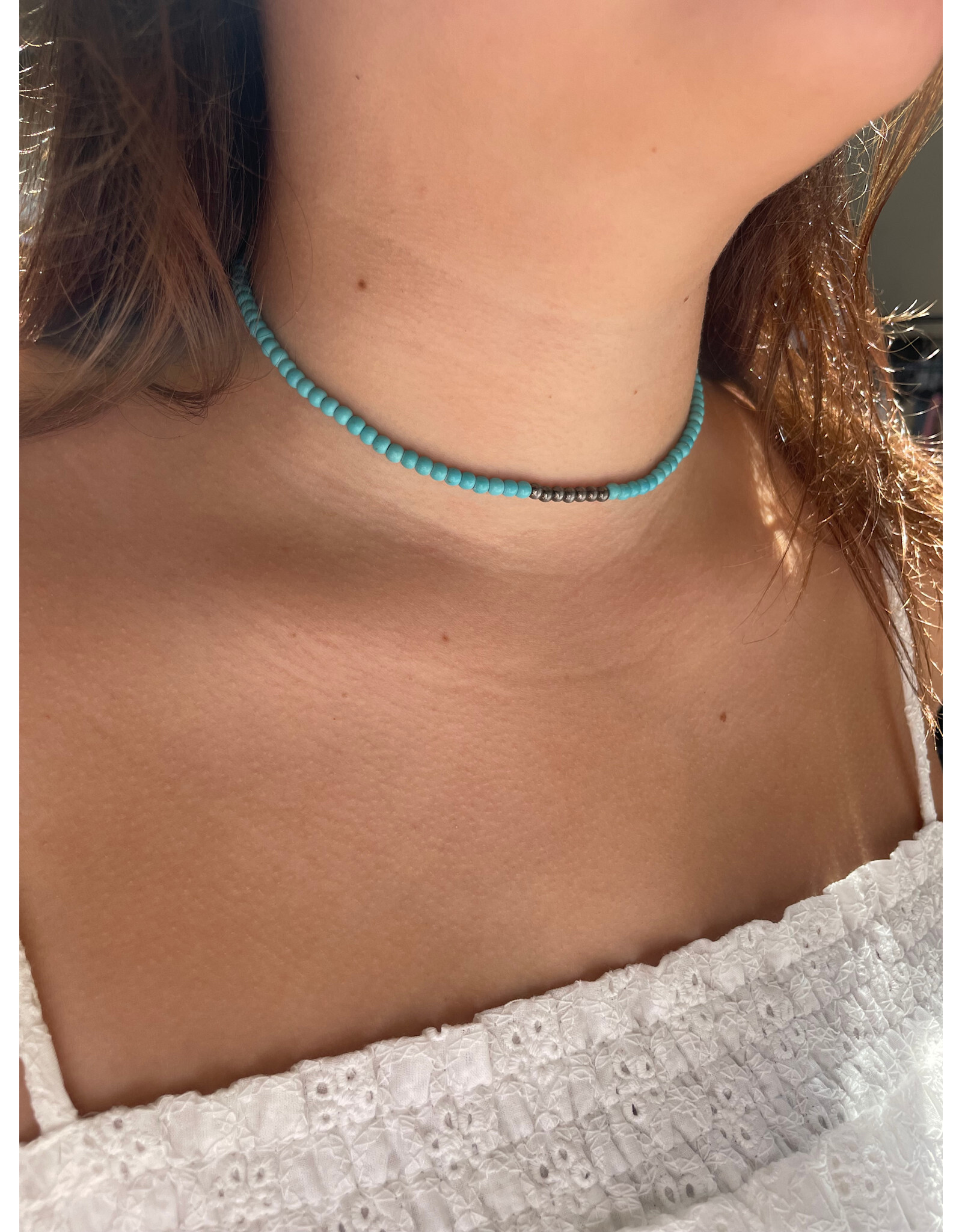 Blandice Beaded turquoise choker necklace