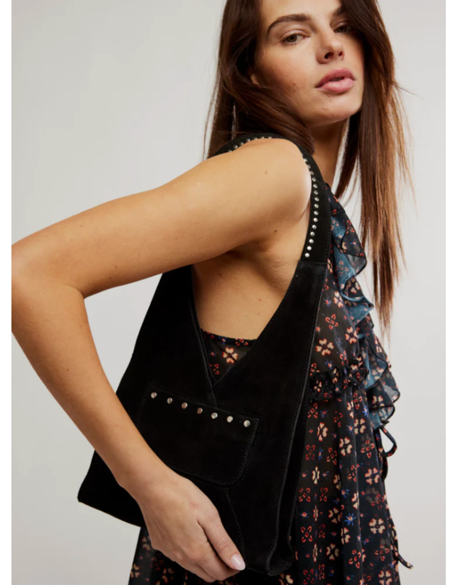 Free people Free People - Soho Suede Stud Shoulder Bag (Black)