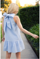glam Neck and Bow Mini Dress (Powder Blue)