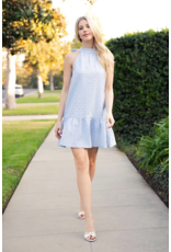 glam Neck and Bow Mini Dress (Powder Blue)
