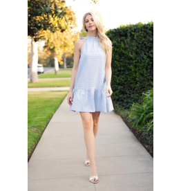 glam Neck and Bow Mini Dress (Powder Blue)