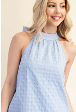 glam Neck and Bow Mini Dress (Powder Blue)