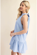 glam Neck and Bow Mini Dress (Powder Blue)