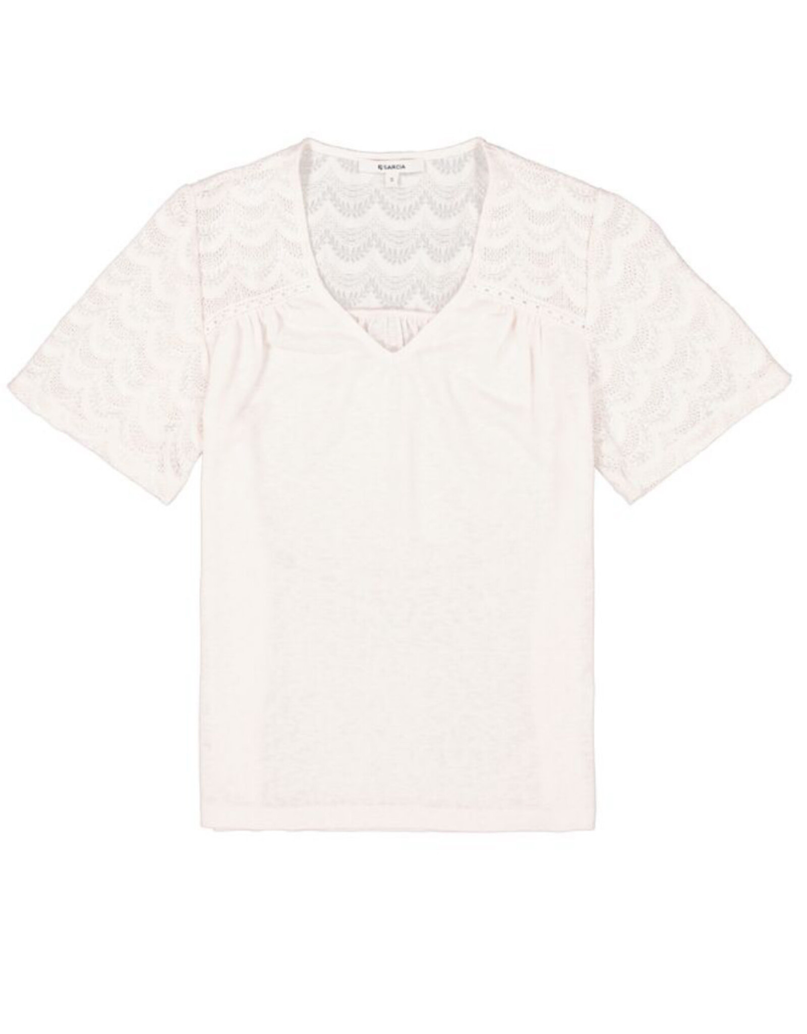 Garcia Garcia - Tee with Lace Shoulders (Whitecap)