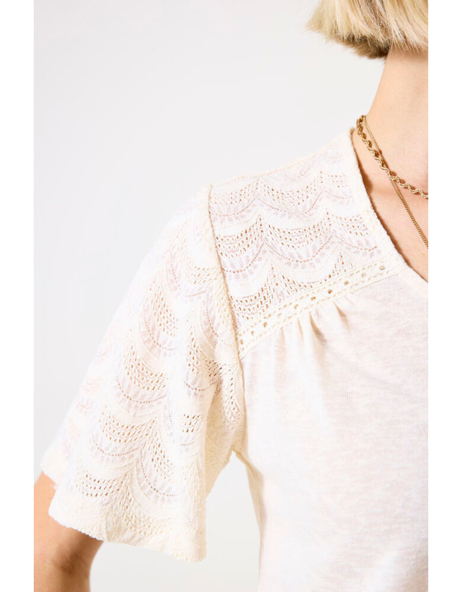 Garcia Garcia - Tee with Lace Shoulders (Whitecap)