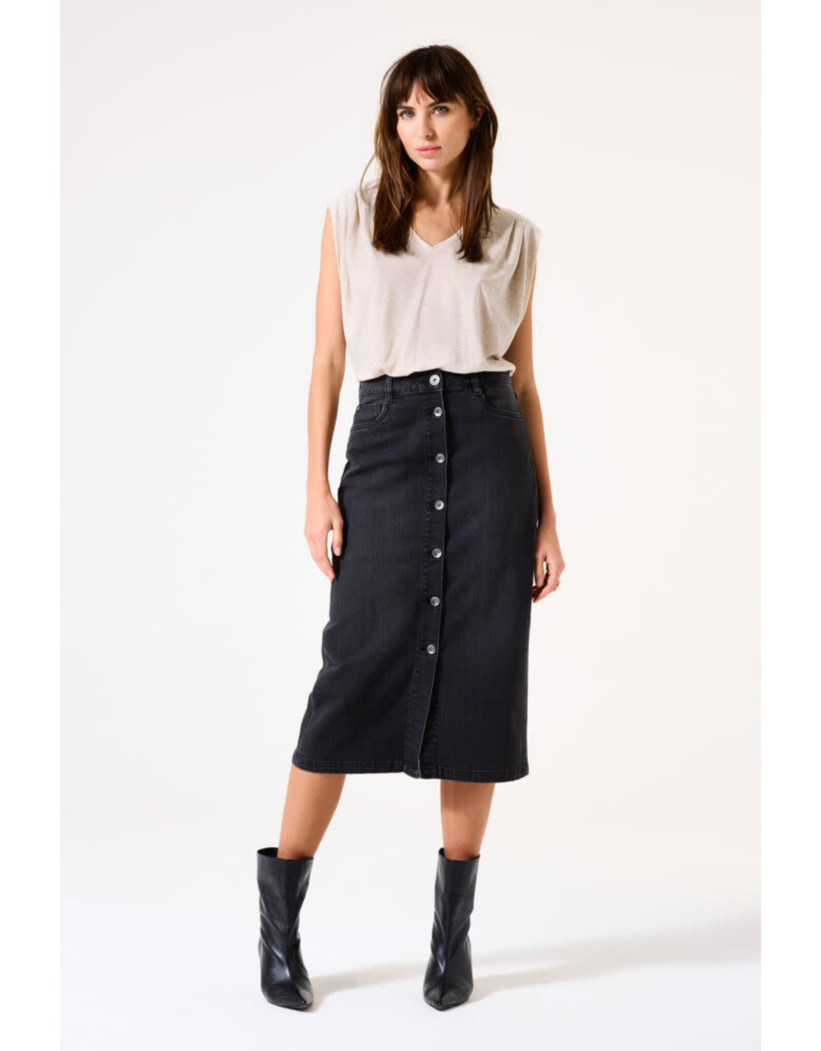 Garcia Garcia - Tee with Pleated Shoulders (Sand Melee)