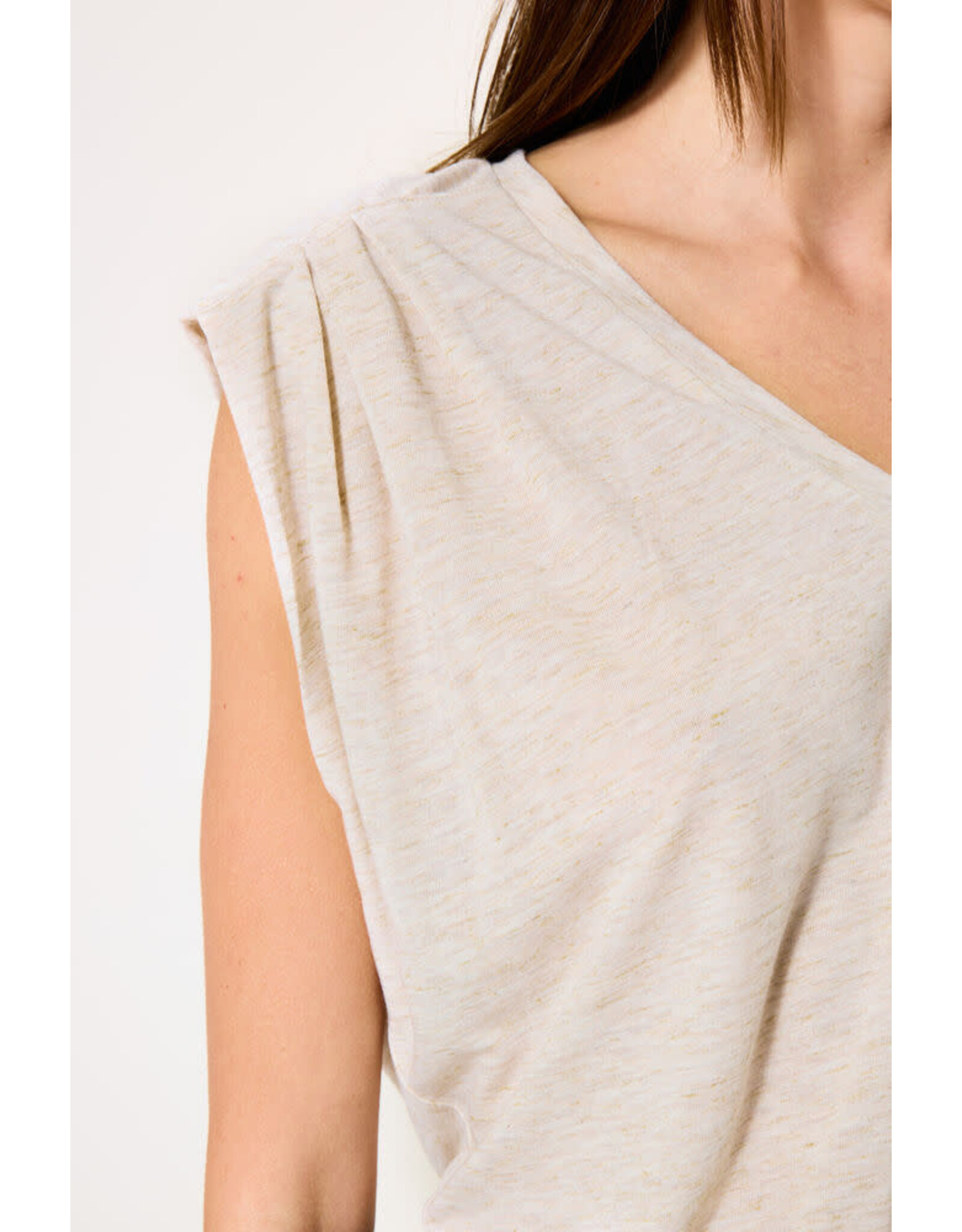 Garcia Garcia - Tee with Pleated Shoulders (Sand Melee)