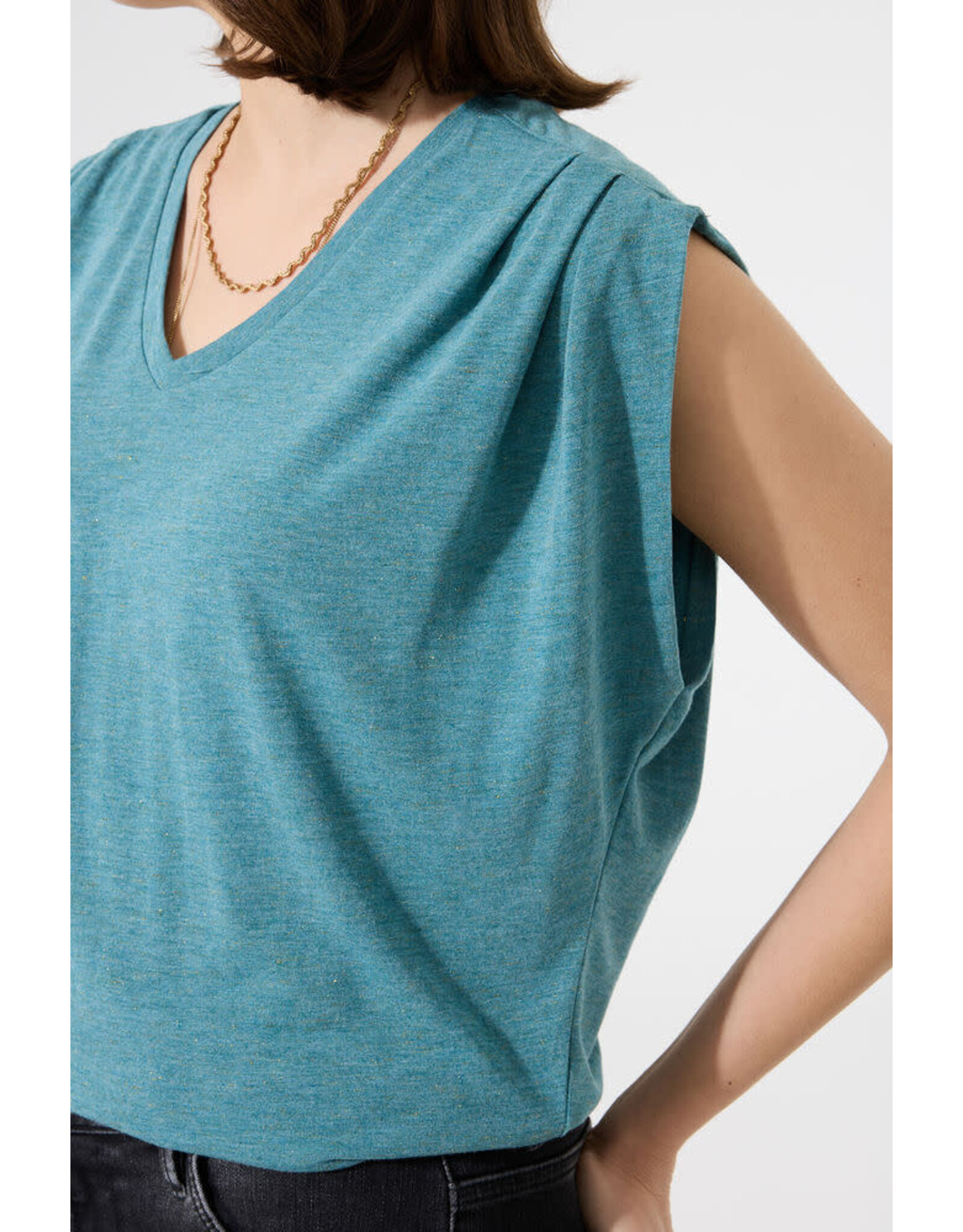 Garcia Garcia - Tee with Pleated Shoulders (Blue Lagoon)
