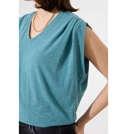 Garcia Garcia - Tee with Pleated Shoulders (Blue Lagoon)