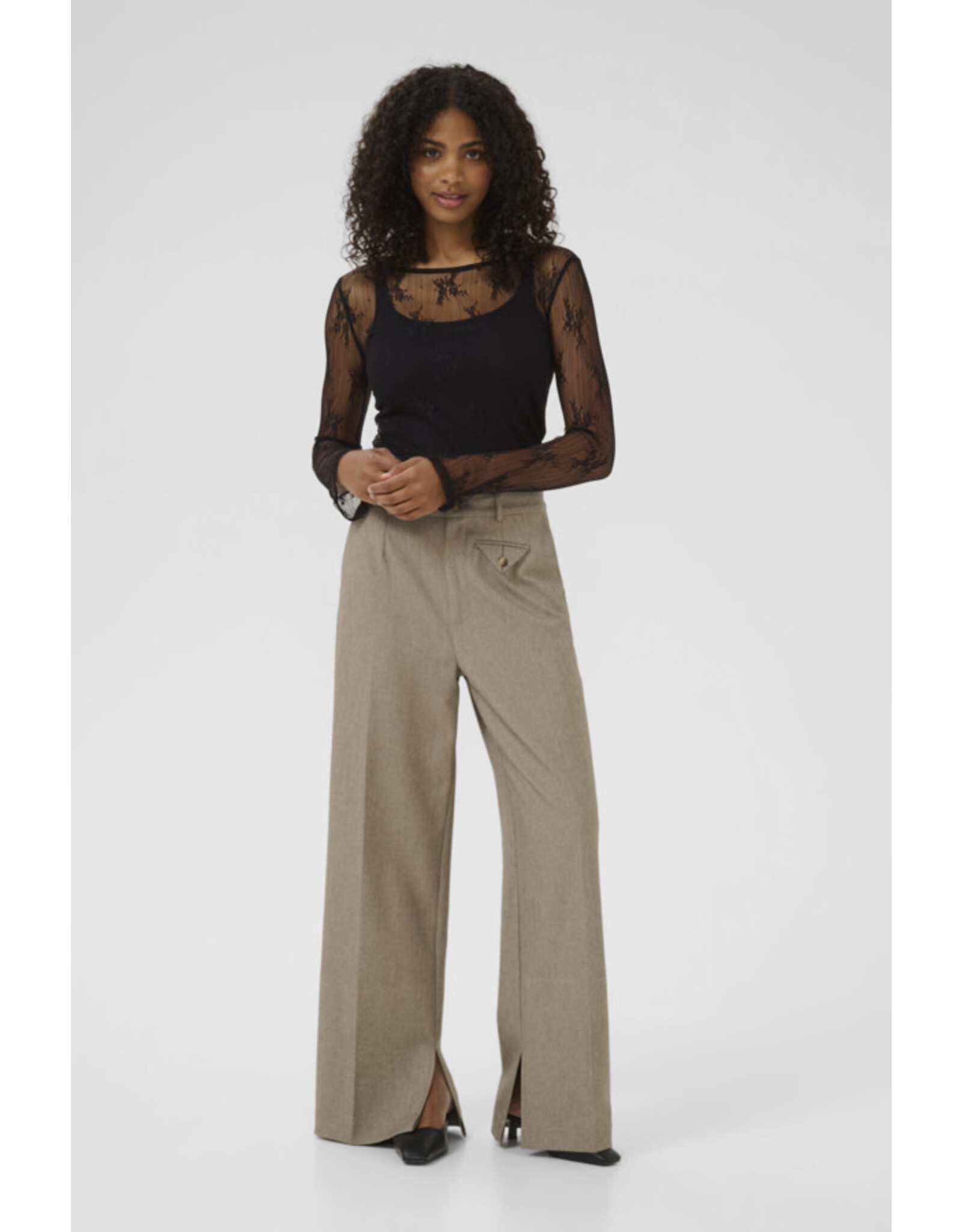 Kaffe Kaffe - Penelope Long Sleeve Lace Top (Black Deep)