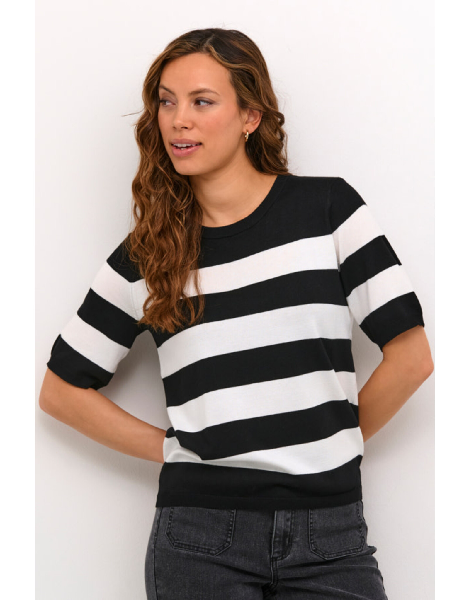 Kaffe Kaffe - Lizza stripe (Black / Chalk Bold)