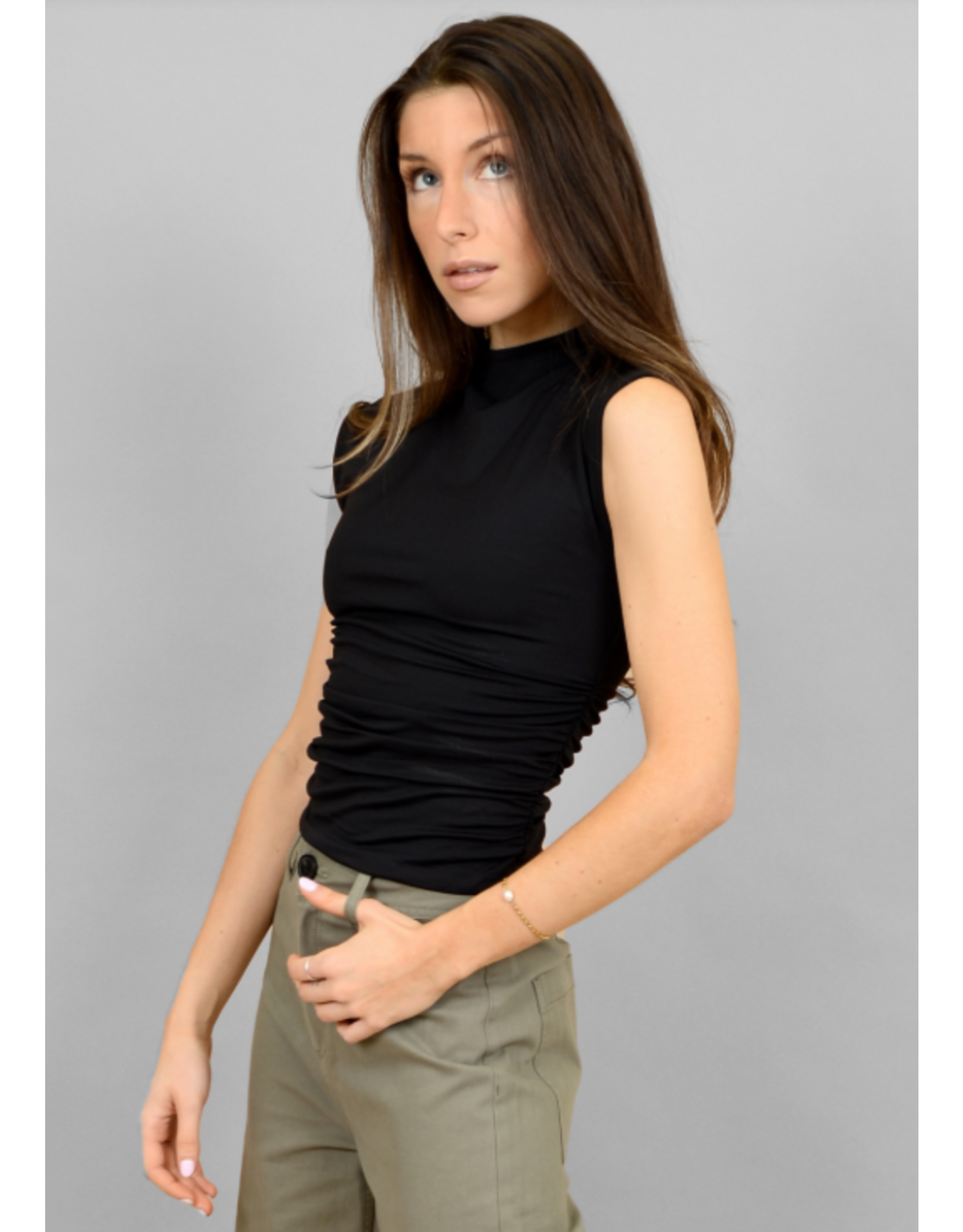RD Style RD Style - Yve Extended Sleeve Funnel Neck Top (Black)